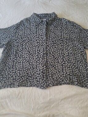 Bice Vintage 90s Crop Top Graphic Button Down Short Sleeve Shirt Large Pop Art